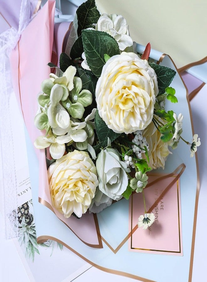 Oasis - 20 Sheets Korean Style Waterproof Premium Bouquet Wrapping Sheet (58cm x 58cm, 60 Microns) | Plain With Golden Border, Giftwrap for Flowers & DIY Gift Wrapping Paper For Valentines Day - Green - Image 4